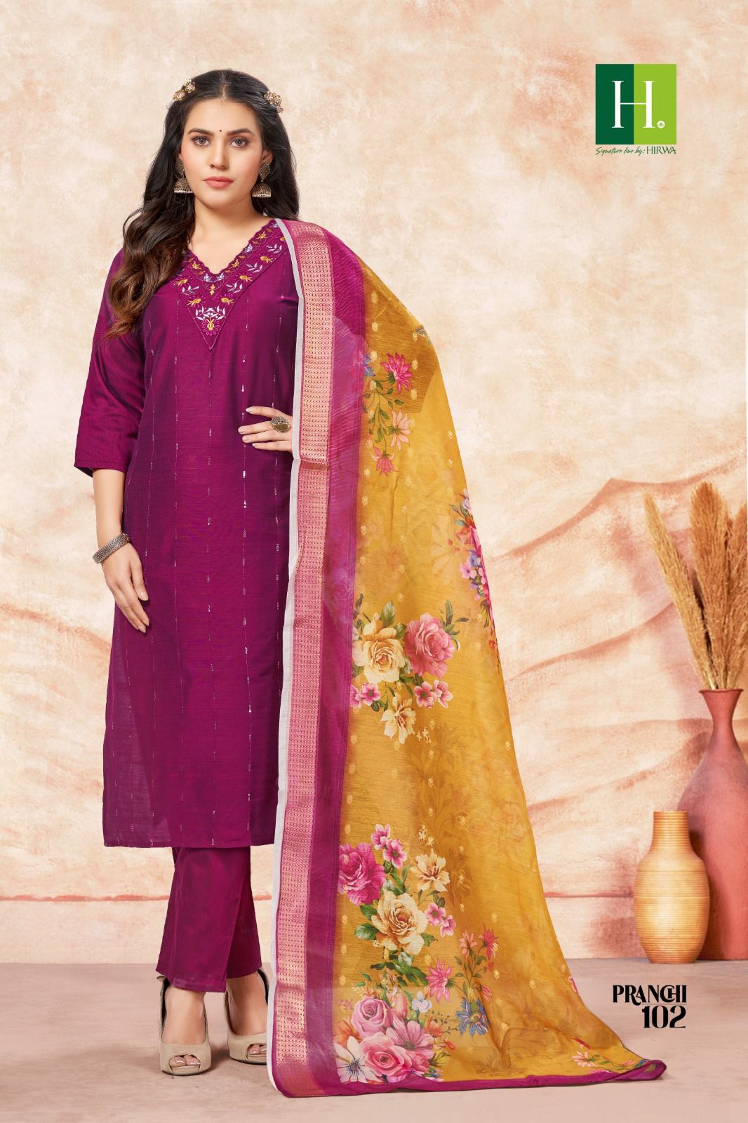 Pranchi By Hirwa Slub Silk Designer Kurti With Bottom Dupatta Wholesale Suppliers In mumbai
